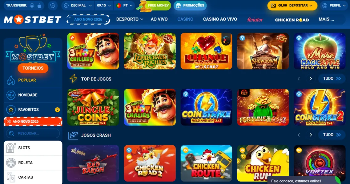 Conteúdos disponíveis após o Mostbet APK download no telemóvel